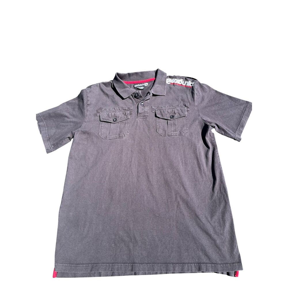 Ecko Unltd Y2K Cargo Pocket Polo Shirt Black Embroidered Logo Men’s XL